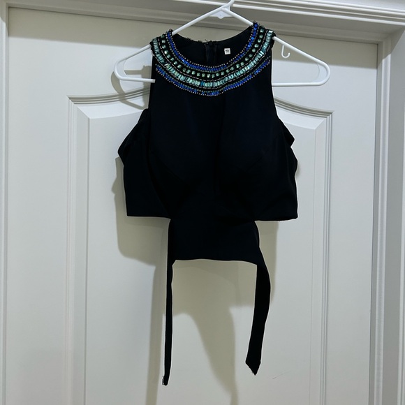 Black with colored rhinestones two piece dress - Picture 2 of 6